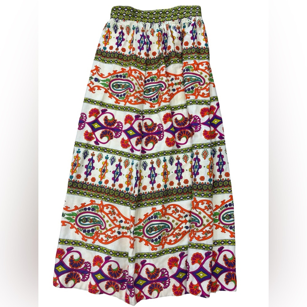 ALEX COLEMAN VINTAGE BOHO 1970’s FLORAL & PAISLY VIBRANT MAXI SKIRT SZ:30